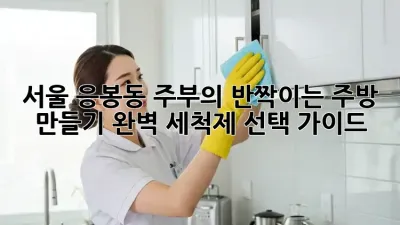 서울 응봉동 주부의 ✨반짝이는✨ 주방 만들기: 완벽 세척제 선택 가이드